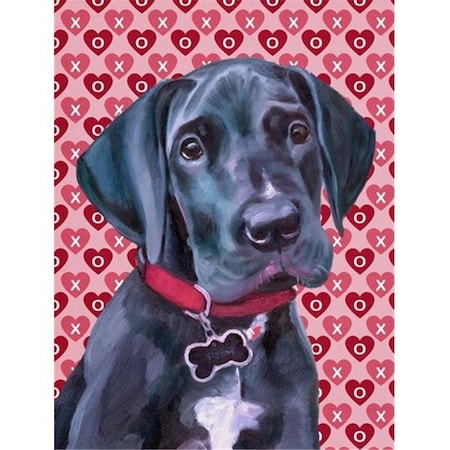 Carolines Treasures LH9565GF Black Great Dane Puppy Hearts Love And Valentines Day Flag Garden Size